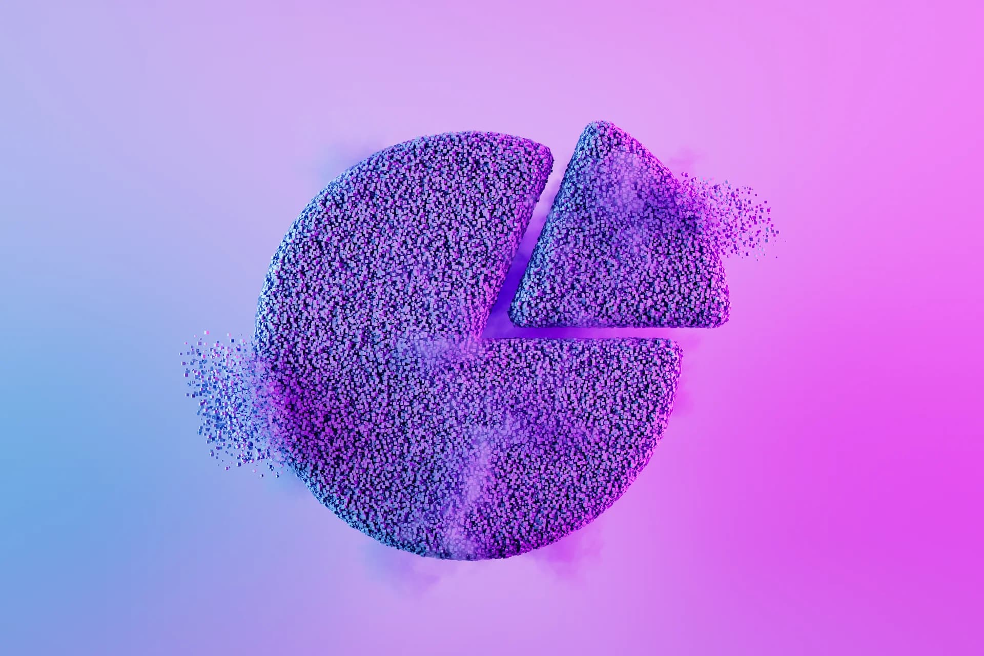 Neon pie chart – symbol for financial analysis and fiduciary